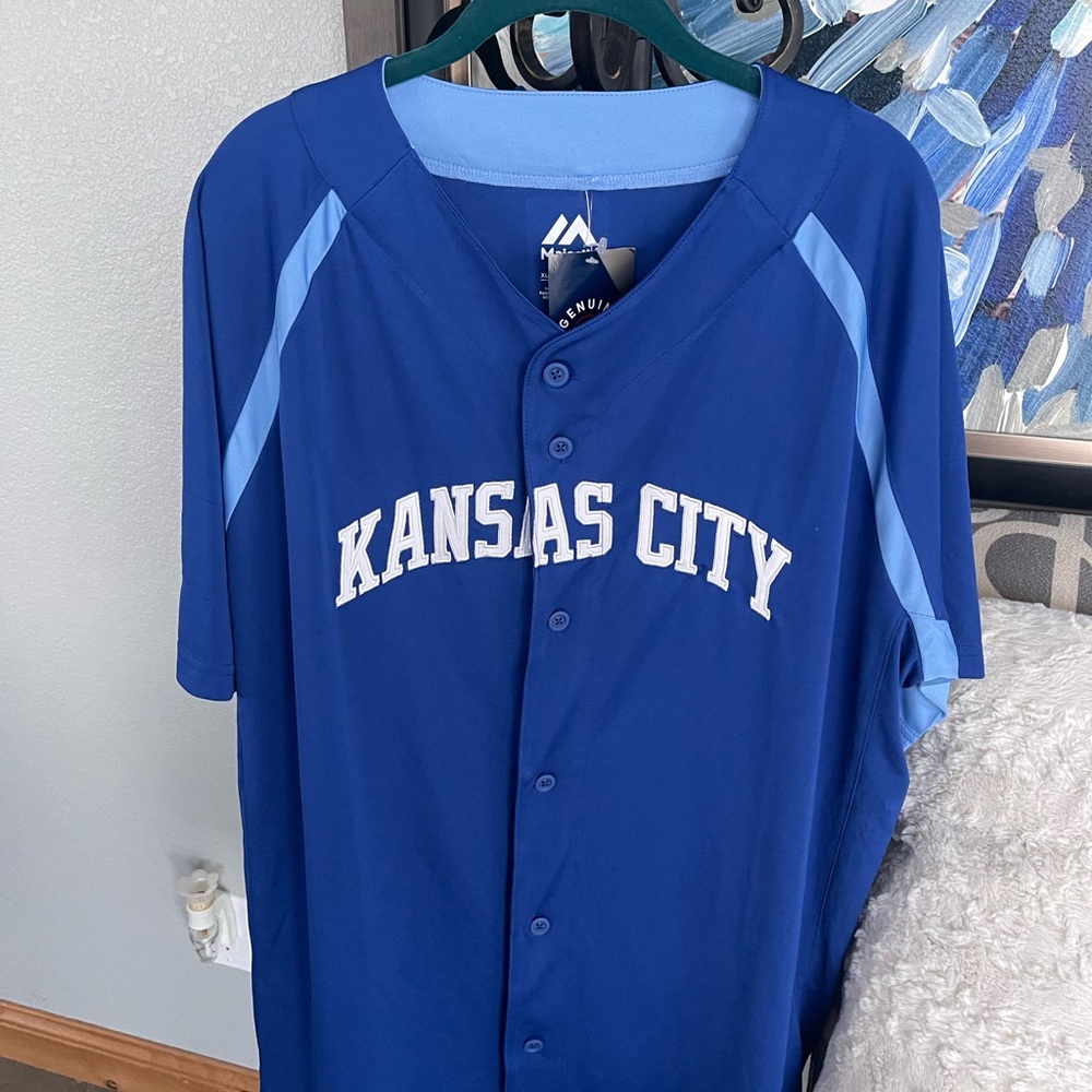 NEW MLB  Royals KC Blue Baseball Jersey